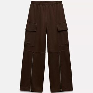 Washed Effect Zipper Cargo Pants